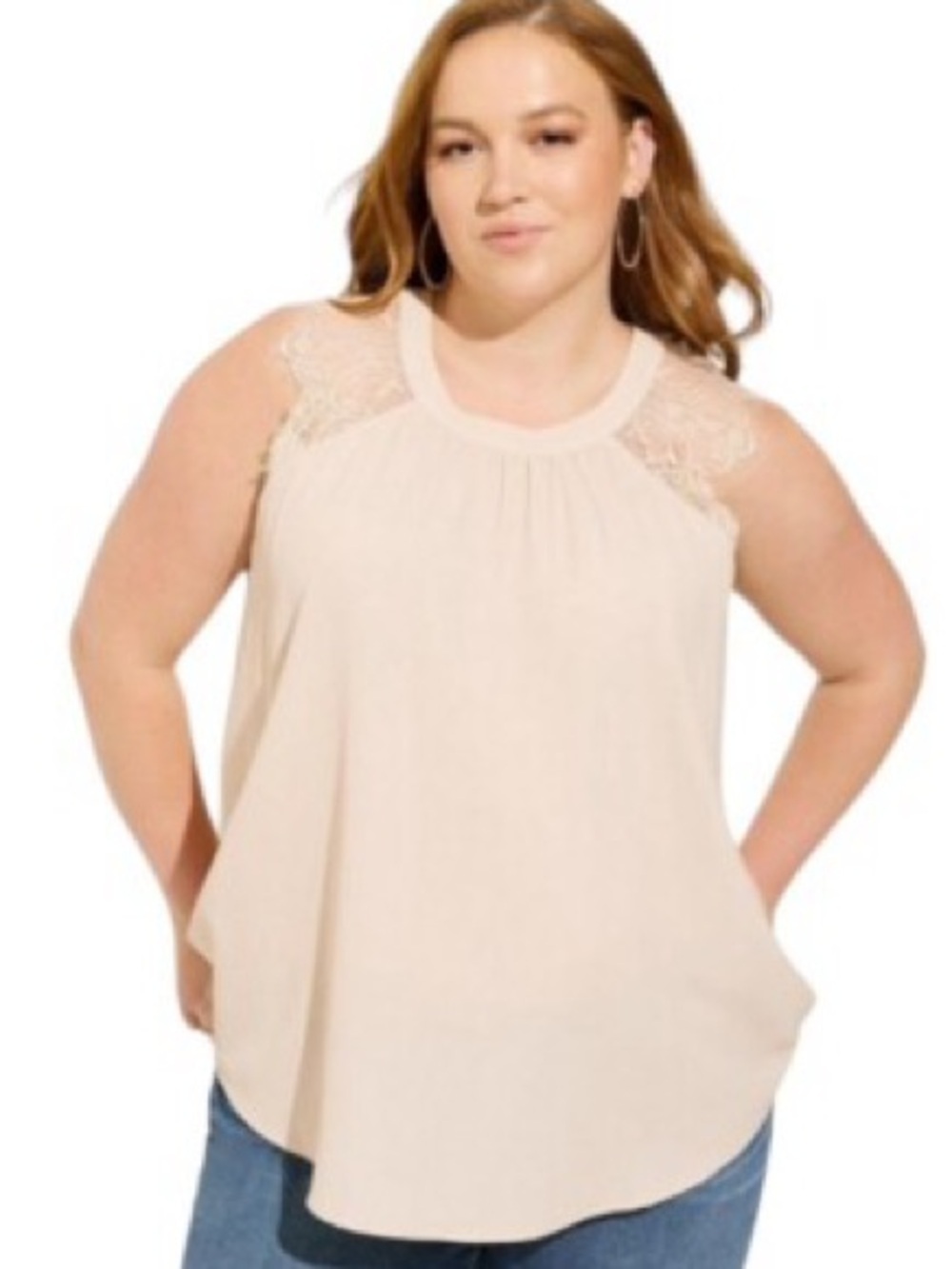 Torrid Studio Crepe De Chine Burgundy Lace Shoulder Tank Top Size 2 2X 18-20 - Picture 4 of 4